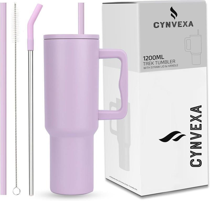 Tumbler with lid and Straw 1200ML Cup Stainless Steel Vacuum Insulated Tumbler for Water, Iced Tea or Coffee 1.2L Office Gym Travelling (40 - Oz - Lavender Mist) - Image 1