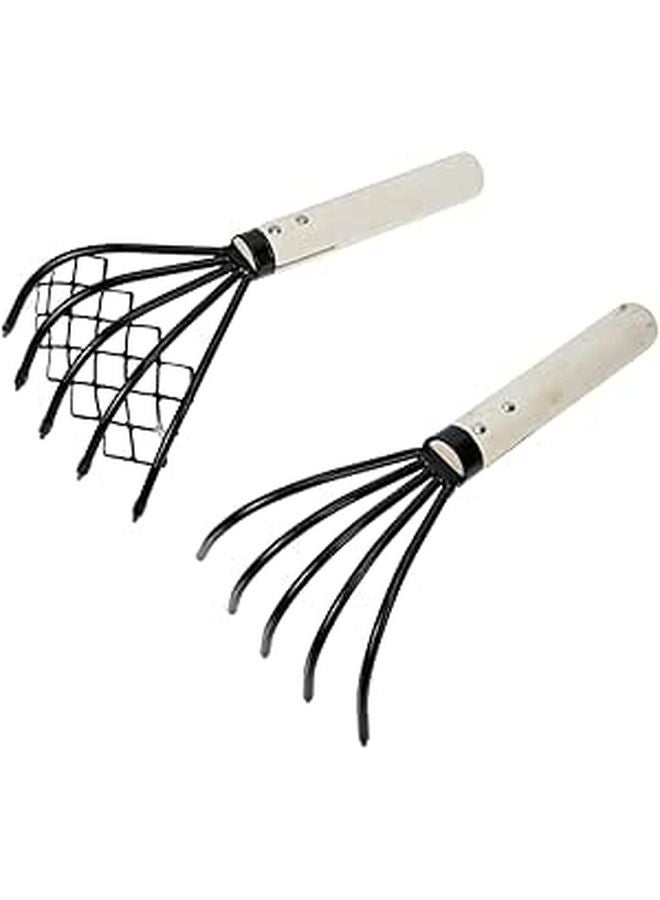 Generic 2 Pcs 5 Tine Claw Rake with Wooden Handle for Beach Shell ...