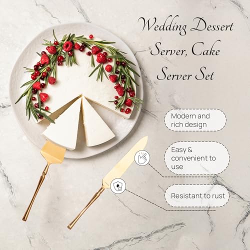 nestroots Golden Stainless Steel Cake Server Set of 2 | Knife (11-Inch) & Server (10-Inch) with Curved Handle for Cake Cutting, Dessert Serving & Parties | Elegant & Durable Design - Image 4
