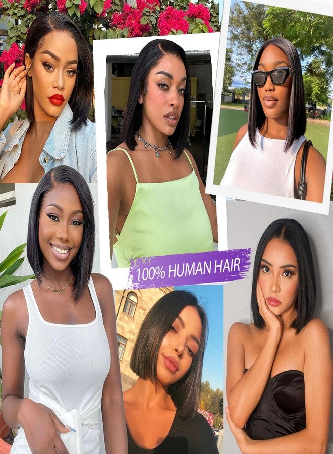 Eawwii Short Bob Wig Human Hair 13×4 Lace Front Glueless Bob Wigs for Black Women Natural Black with Baby Hair 10inch - Image 5