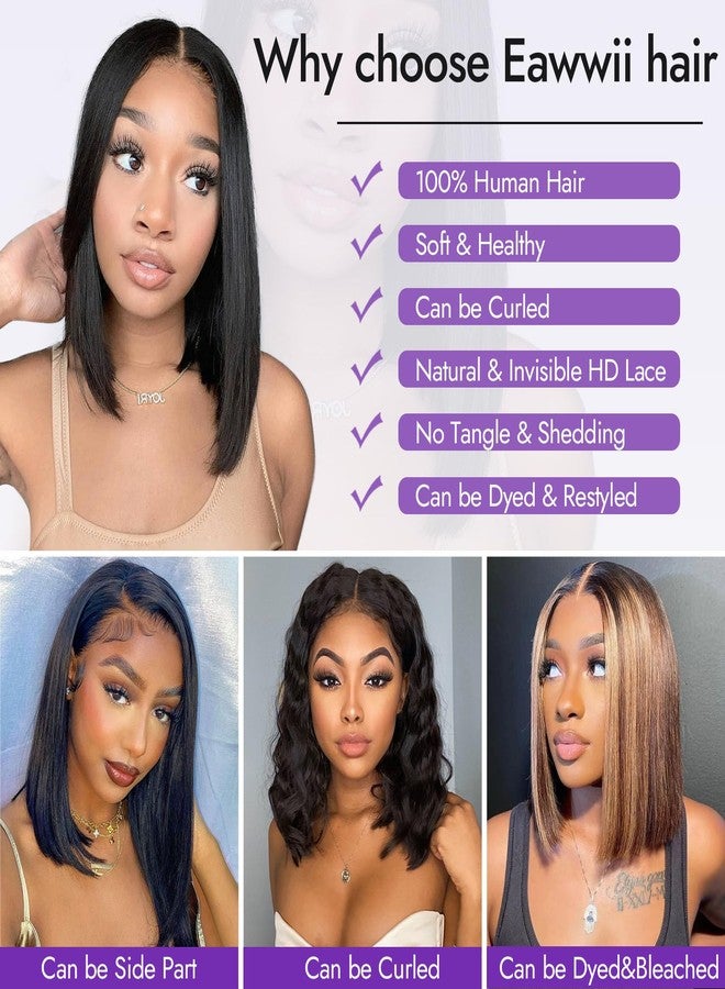Eawwii Short Bob Wig Human Hair 13×4 Lace Front Glueless Bob Wigs for Black Women Natural Black with Baby Hair 10inch - Image 3