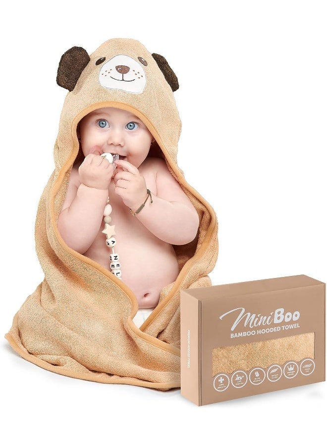 MINIBOO Hooded Baby Towels for Newborn & Toddler - Super Soft Baby Bath Towels with Hood, Highly Absorbent Viscose Made from Bamboo Hooded Towel for Boys, Girls, Newborn Essentials. - Image 1