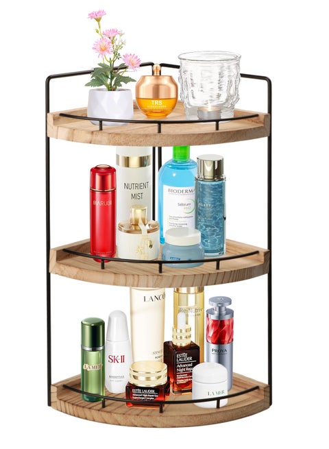 3-Tier Countertop Organizer for Bathroom Counter Stylish Wood Bathroom Vanity Organizer Shelf Storage - The Perfect Addition to Your Bathroom Counter Decor