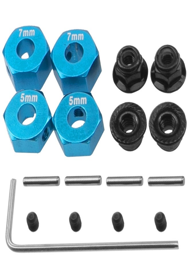 Vgoohobby Aluminum Alloy 12mm Wheel Hex Hub Drive Adapters w/Lock Nuts Compatible with Horizon ECX 1/10 Ruckus Axe Brutus Circui AMP MT/DB/AMP Crush 2WD RC Car (Sky Blue) - Image 1