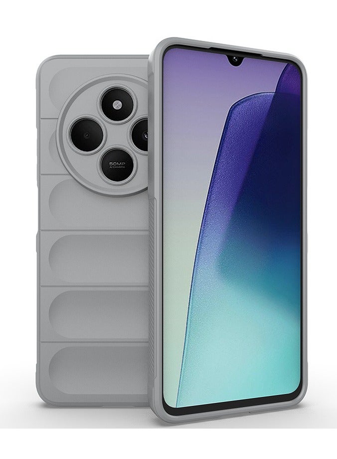 SanHu for Redmi 14C 4G / Xiaomi POCO C75 4G Case Cover, Heavy Duty 4D Striped Pattern Sensory Soft Silicone Full Portection Shockproof Phone Case for Redmi 14C 4G / Xiaomi POCO C75 4G, Grey