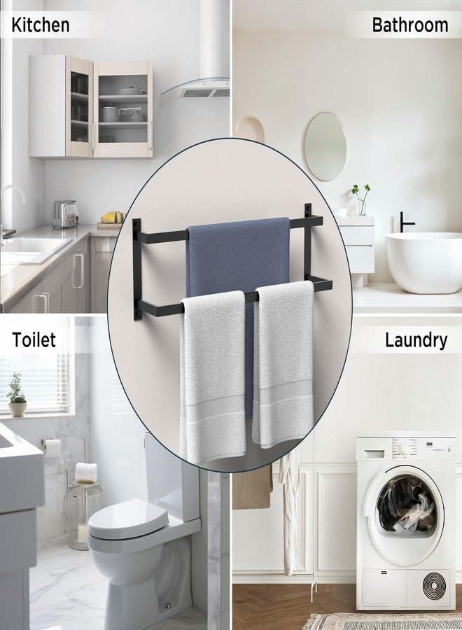 FORIOUS Double Towel Rack, 24 Inch Towel Racks for Bathroom Wall Mounted, Heavy-Duty SUS304 Stainless Steel Towel Bar, 2-Tier Design Heavy Duty Towel Rack, Matte Black - Image 5