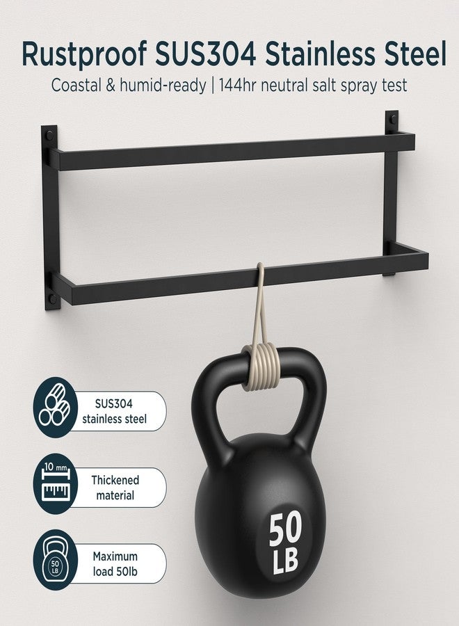FORIOUS Double Towel Rack, 24 Inch Towel Racks for Bathroom Wall Mounted, Heavy-Duty SUS304 Stainless Steel Towel Bar, 2-Tier Design Heavy Duty Towel Rack, Matte Black - Image 4