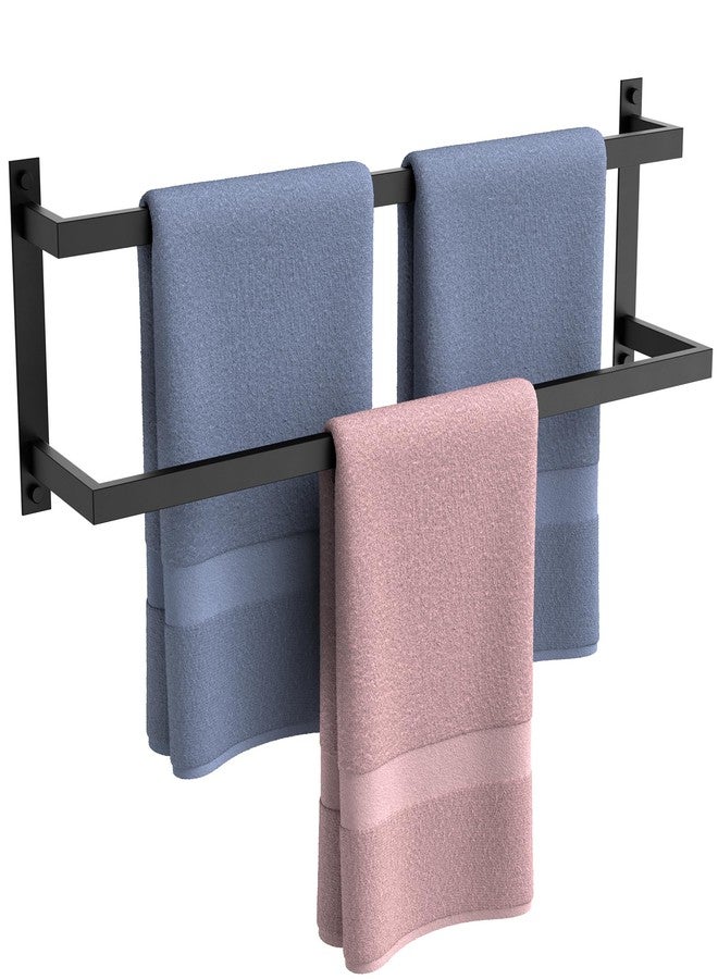 FORIOUS Double Towel Rack, 24 Inch Towel Racks for Bathroom Wall Mounted, Heavy-Duty SUS304 Stainless Steel Towel Bar, 2-Tier Design Heavy Duty Towel Rack, Matte Black - Image 1