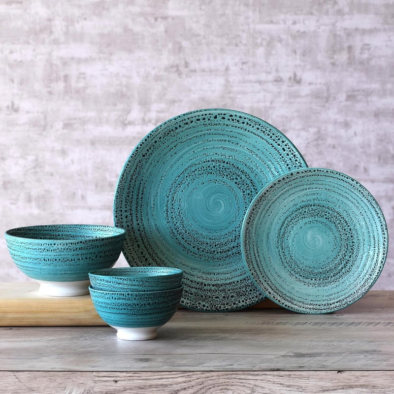 Spaces Inside Devnow Scuba Turquoise Porcelain 21Piece Dinner Set Elegant and Tableware Collection Perfect for Special Occasions Dinner Parties and Everyday Use - Image 2