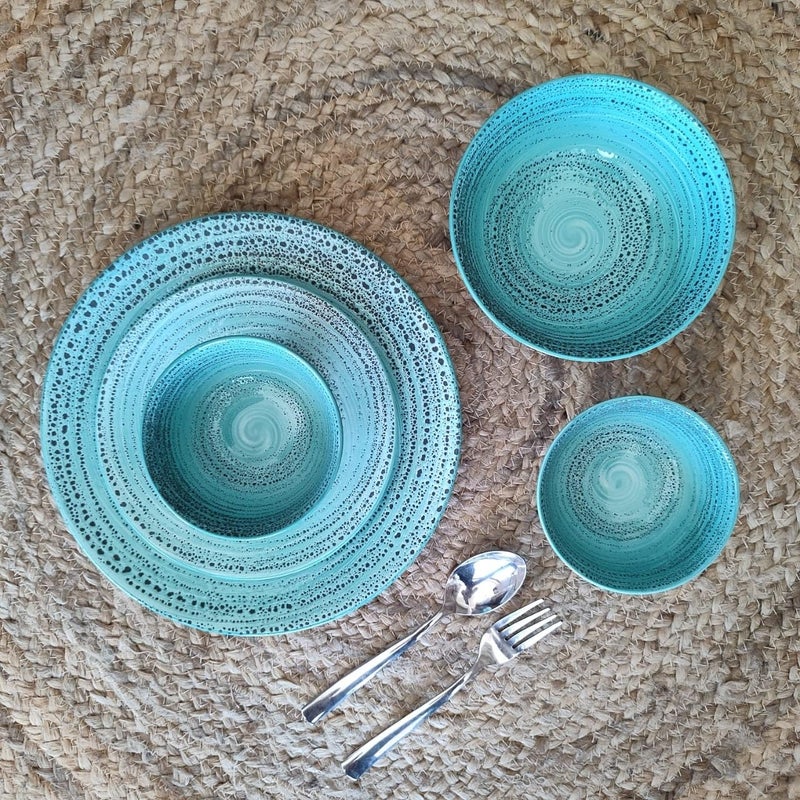 Spaces Inside Devnow Scuba Turquoise Porcelain 21Piece Dinner Set Elegant and Tableware Collection Perfect for Special Occasions Dinner Parties and Everyday Use - Image 3