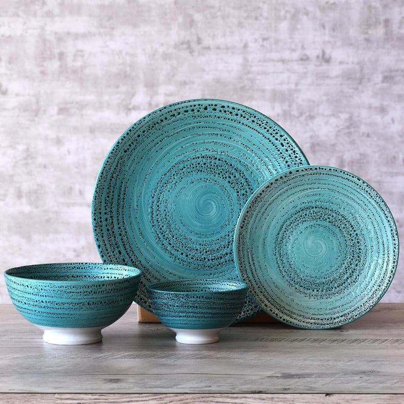 Spaces Inside Devnow Scuba Turquoise Porcelain 21Piece Dinner Set Elegant and Tableware Collection Perfect for Special Occasions Dinner Parties and Everyday Use - Image 1