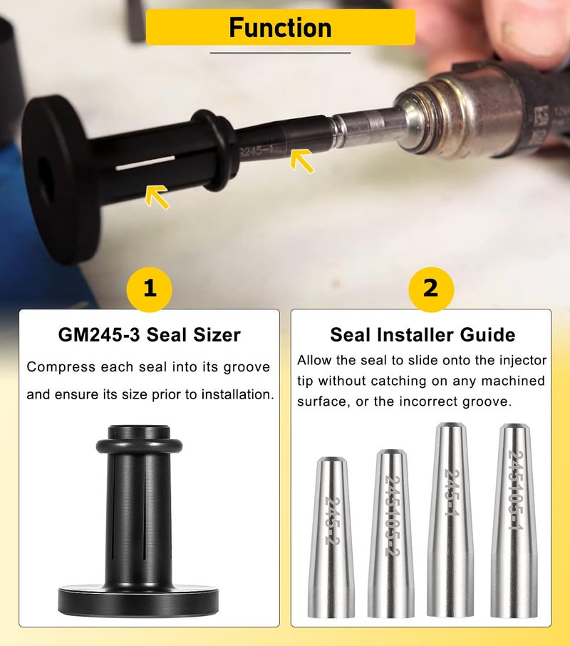 Camoo GM245 Fuel Injector Seal Tools - Replacement Set For GM and Subaru Vehicles, GM 2.0L, 3.6L, 2.5L, 5.3L & 6.2L Engines, Replace to #EN-49245, EN-51105, and #18683AA000. - Image 4