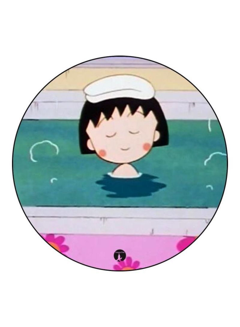 The Anime Chibi Maruko Chan Printed Mouse Pad  Blue/k/Beige
