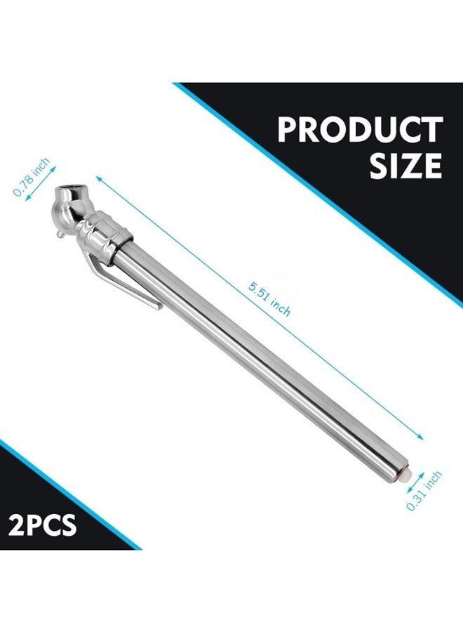 مقياسان لضغط الإطارات على شكل قلم رصاص، مقياس ضغط إطارات محمول من الفولاذ المقاوم للصدأ، ملحق تشخيصي عملي، مناسب لمعظم السيارات والشاحنات وسيارات الدفع الرباعي 两台铅笔胎压表，便携式不锈钢轮胎压力表，实用诊断配件，适用于大多数轿车、卡车和 SUV - Image 2