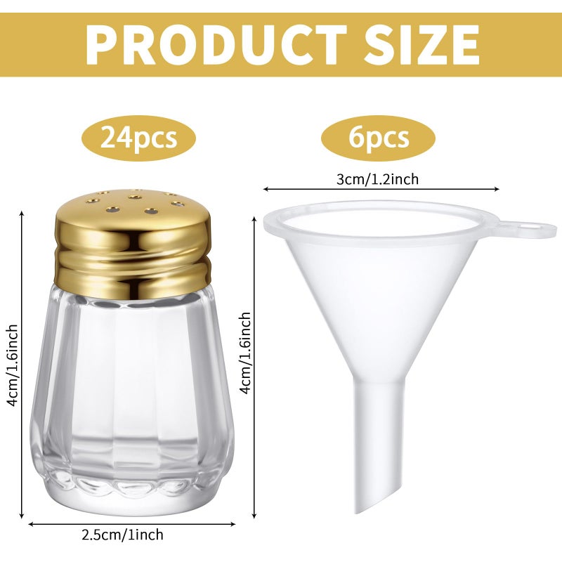 Potchen Mini Salt and Pepper Shakers Bulk 0.5 oz Small Cube Clear Glass Spice Saleros Shaker with Plastic Mini Funnels for Wedding Kitchen Restaurant Travel Camp Party - Image 2