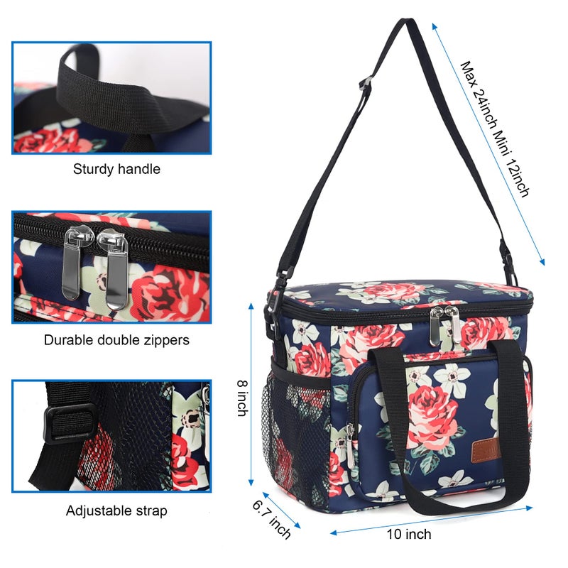 Femuar Lunch Bags For Women/Men  Insulated Lunch Bag For Work Office Picnic - Large Lunch Cooler Bag Leakproof Lunch Box With Adjustable Shoulder Strap For Adults - Floral - Image 4