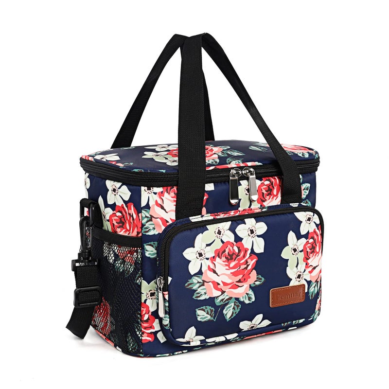 Femuar Lunch Bags For Women/Men  Insulated Lunch Bag For Work Office Picnic - Large Lunch Cooler Bag Leakproof Lunch Box With Adjustable Shoulder Strap For Adults - Floral - Image 1