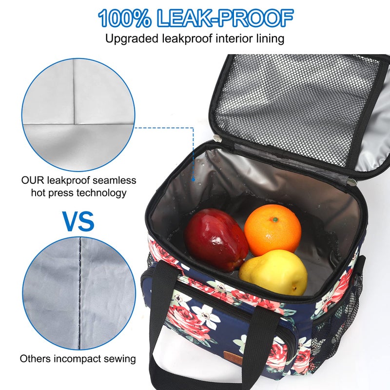 Femuar Lunch Bags For Women/Men  Insulated Lunch Bag For Work Office Picnic - Large Lunch Cooler Bag Leakproof Lunch Box With Adjustable Shoulder Strap For Adults - Floral - Image 5