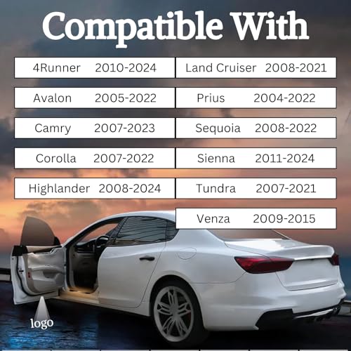 3D Shadow Light LED Car Door Light Logo Projector (Blue) Welcome Courtesy Light for Toyota Highlander 4runner Avalon Camry Corolla Land Cruiser Prius Sequoia Sienna Tundra Venza Accessories. - Image 3