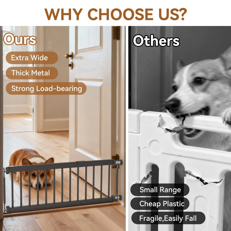KODYRU Short Dog Gate,18"-45" Adjustable Extra Wide Metal Dog Gate to Step Over, 10" Tall Small Pet Gate with 3 Extension Kits for Doorwayã€Stair. - Image 4