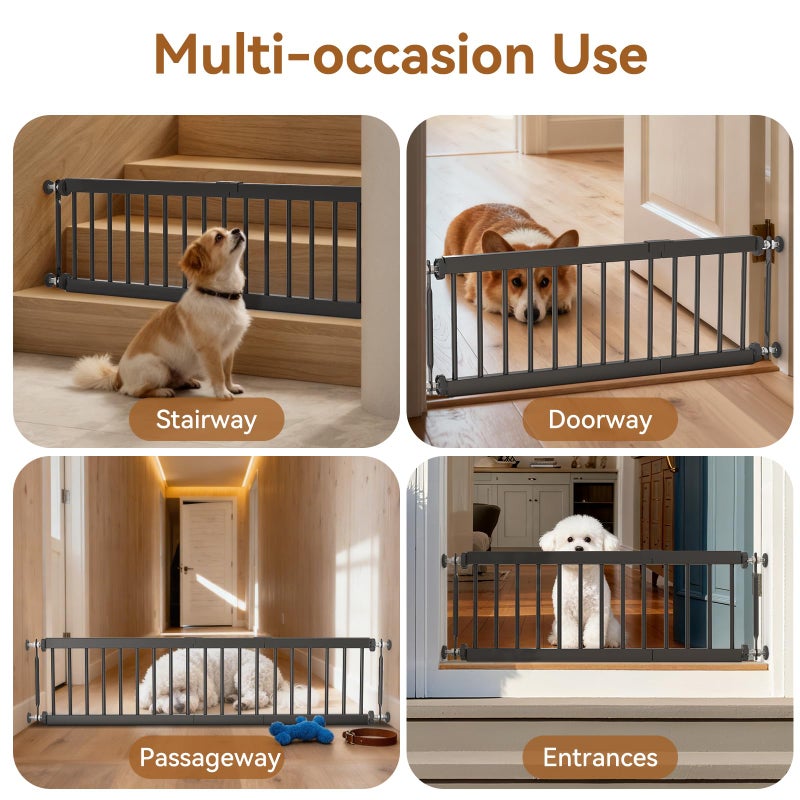 KODYRU Short Dog Gate,18"-45" Adjustable Extra Wide Metal Dog Gate to Step Over, 10" Tall Small Pet Gate with 3 Extension Kits for Doorwayã€Stair. - Image 5