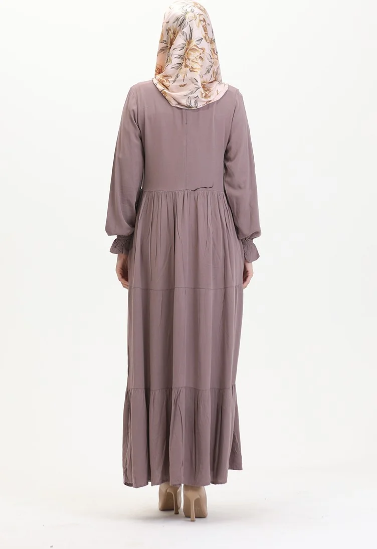 Sefa Merve Front Placket Viscose Dress 0510-05 Mink