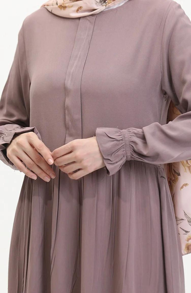 Sefa Merve Front Placket Viscose Dress 0510-05 Mink