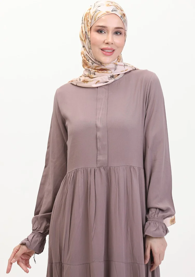 Sefa Merve Front Placket Viscose Dress 0510-05 Mink