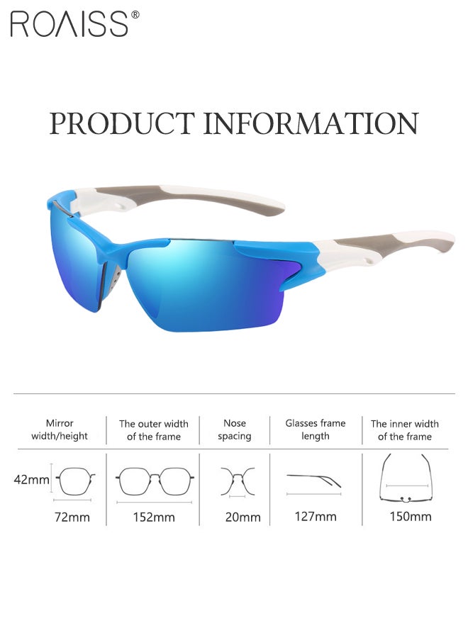 رويس نظارة شمسية رياضية للرجال والنساء، نظارات حماية من الأشعة فوق البنفسجية 400 لركوب الدراجات بإطار TR90، نظارات رياضية للبيسبول والجري والصيد والجولف، أزرق - Image 2