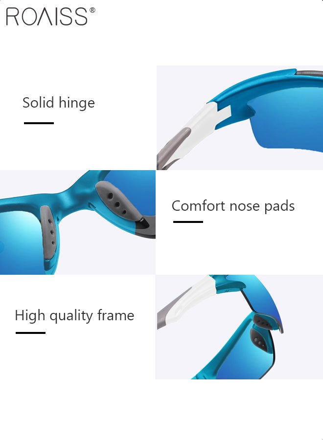 رويس نظارة شمسية رياضية للرجال والنساء، نظارات حماية من الأشعة فوق البنفسجية 400 لركوب الدراجات بإطار TR90، نظارات رياضية للبيسبول والجري والصيد والجولف، أزرق - Image 4