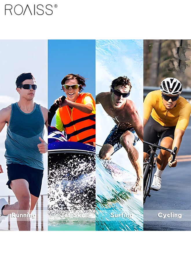 رويس نظارة شمسية رياضية للرجال والنساء، نظارات حماية من الأشعة فوق البنفسجية 400 لركوب الدراجات بإطار TR90، نظارات رياضية للبيسبول والجري والصيد والجولف، أزرق - Image 5