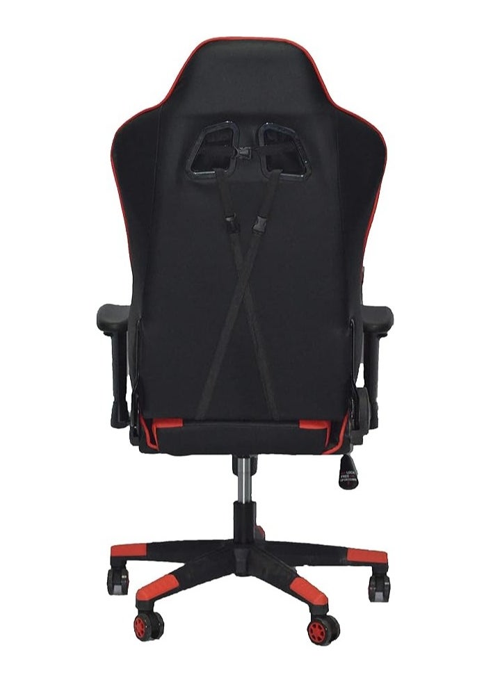 Generic - Comfortable gaming chair with high back, adjustable tilt, arms and back support, suitable for computer and office, red and black, faux leather - Image 1