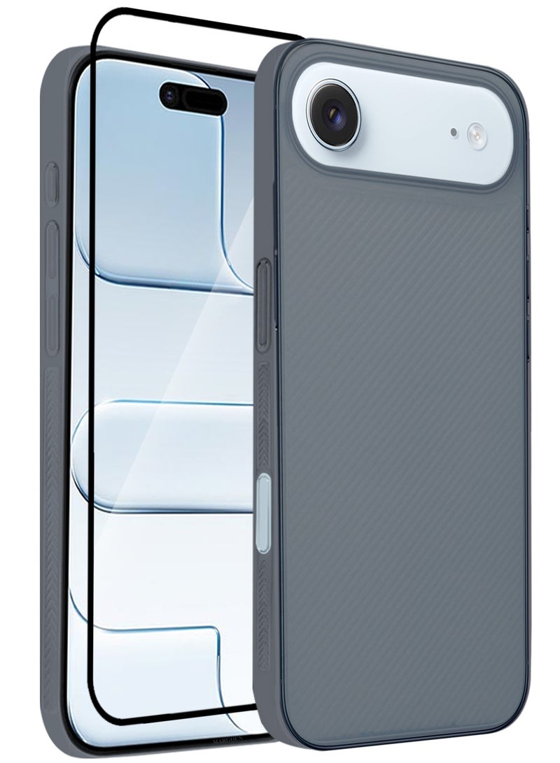 2 Packs Case Cover for iPhone 17 Air - Sturdy Durable Ultra-Thin Case - Air Skin Line Design Transparent Back Cover - Drop Protection Cover with 3D Screen Protector - MidnightBlue - Image 1