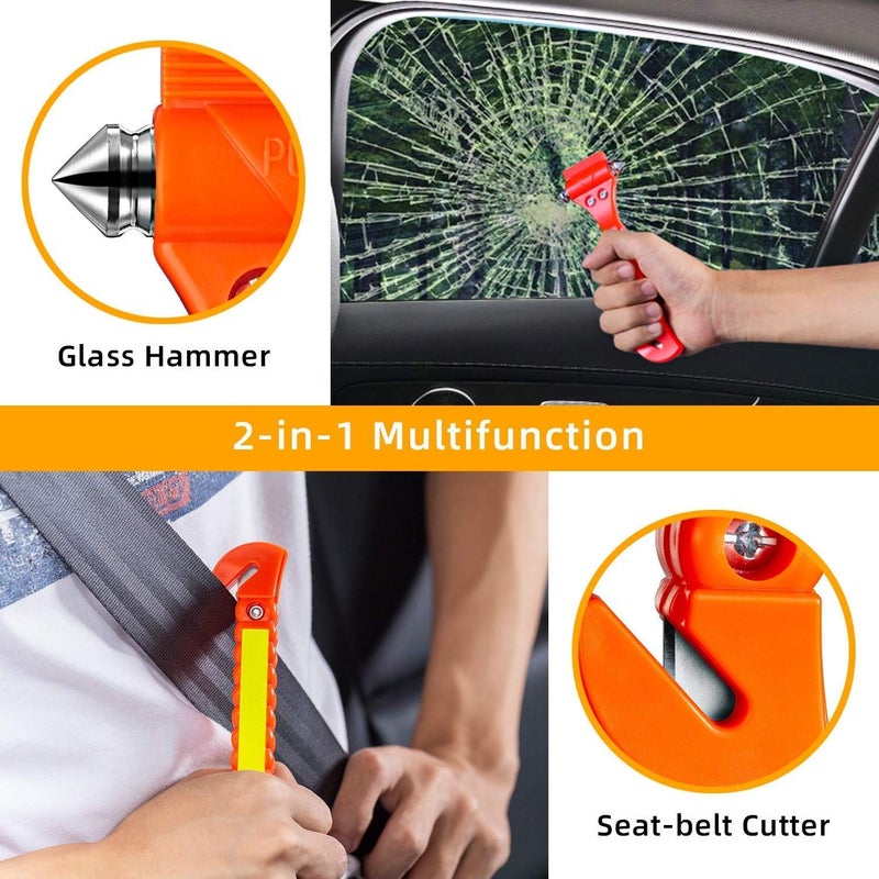 ZHSX Safety Hammer, 4 Pack Car Emergency Escape Tool Car Window Breaker and Seat Belt Cutter with Light Reflective Tape for Family Car Life Saving Survival Kit - Image 4