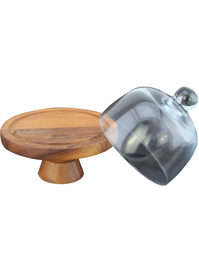 Acacia Acacia Cake Dome With Stand - 12.5cm - Wood - Image 2