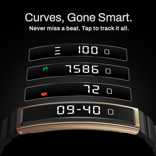 Pebble Newly Launched Arq Smart Bracelet – Digital Display | Heart Rate & SpO2 Monitoring | Sleep Tracker | Sports Modes | Magnetic Strap | Premium Build - Obsidian Gold - Image 3