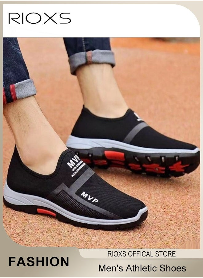 RIOXS Men's Athletic Shoes, Casual Slip On Trainers For Men, Fashion Walking Shoes, Lightweight Comfy Sneakers, Breathable Ant-slip Shoes, Mens Footwear, For Outdoor Running Workout Tourism, Mens Athlesiure Trainers  - Image 4