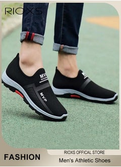RIOXS Men's Athletic Shoes, Casual Slip On Trainers For Men, Fashion Walking Shoes, Lightweight Comfy Sneakers, Breathable Ant-slip Shoes, Mens Footwear, For Outdoor Running Workout Tourism, Mens Athlesiure Trainers  - Image 1