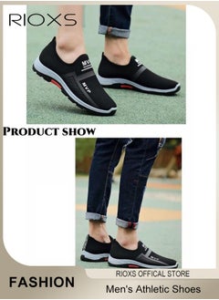 RIOXS Men's Athletic Shoes, Casual Slip On Trainers For Men, Fashion Walking Shoes, Lightweight Comfy Sneakers, Breathable Ant-slip Shoes, Mens Footwear, For Outdoor Running Workout Tourism, Mens Athlesiure Trainers  - Image 3