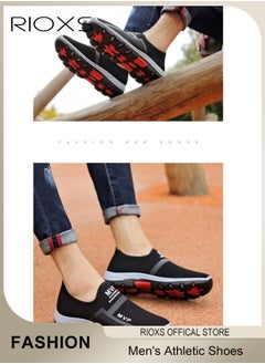 RIOXS Men's Athletic Shoes, Casual Slip On Trainers For Men, Fashion Walking Shoes, Lightweight Comfy Sneakers, Breathable Ant-slip Shoes, Mens Footwear, For Outdoor Running Workout Tourism, Mens Athlesiure Trainers  - Image 5