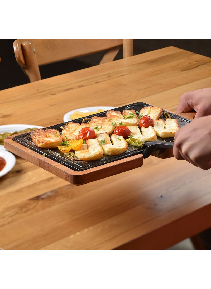 Lava Cast Wood and Cast Iron Hot Plate Serving Board. Size 16X30CM.  - Image 2