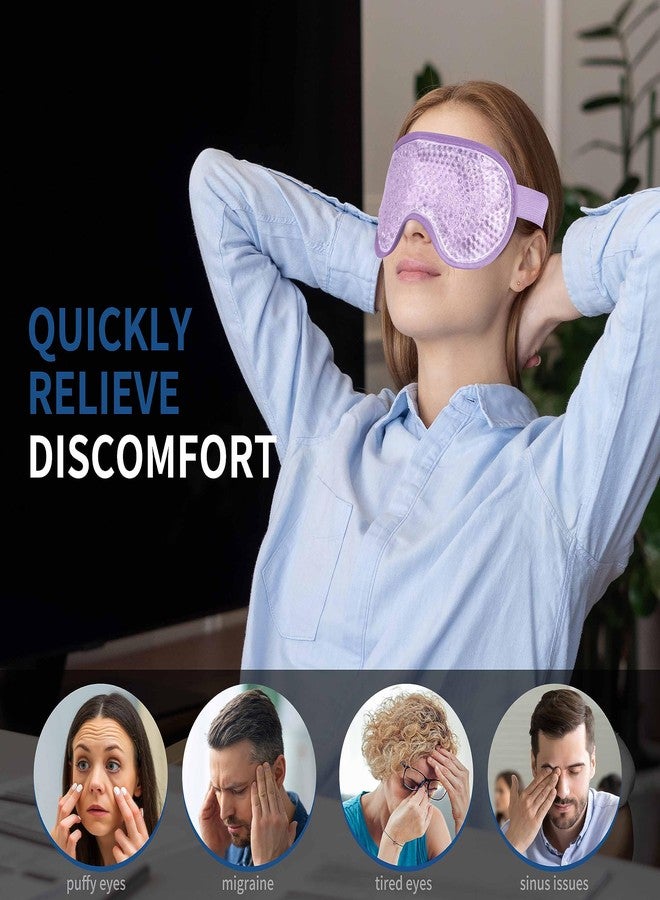 J JIMOO Cooling Eye Mask with Gel Bead, Reusable Cold Compress Ice Pack Sleeping Eye Cooling Pads for After Eyelid Surgery, Puffiness, Puffy Eyes, Headache, Migraine Relief （Purple） - Image 2