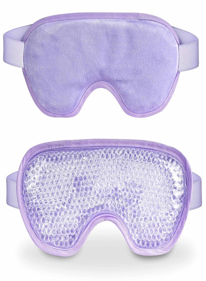 J JIMOO Cooling Eye Mask with Gel Bead, Reusable Cold Compress Ice Pack Sleeping Eye Cooling Pads for After Eyelid Surgery, Puffiness, Puffy Eyes, Headache, Migraine Relief （Purple） - Image 1