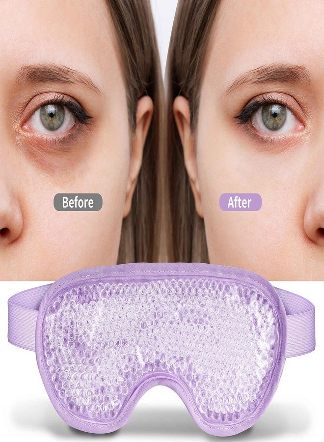 J JIMOO Cooling Eye Mask with Gel Bead, Reusable Cold Compress Ice Pack Sleeping Eye Cooling Pads for After Eyelid Surgery, Puffiness, Puffy Eyes, Headache, Migraine Relief （Purple） - Image 3