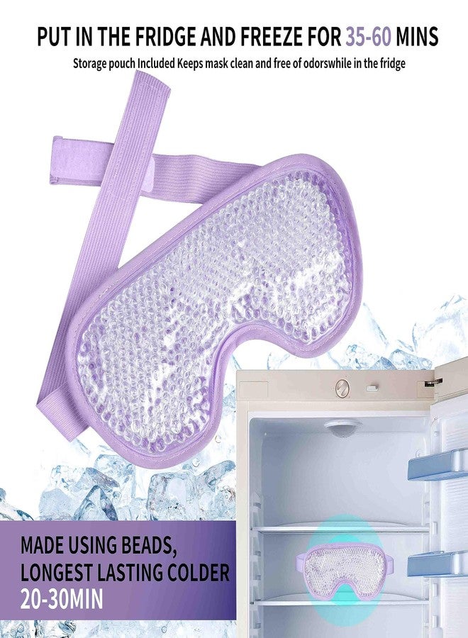 J JIMOO Cooling Eye Mask with Gel Bead, Reusable Cold Compress Ice Pack Sleeping Eye Cooling Pads for After Eyelid Surgery, Puffiness, Puffy Eyes, Headache, Migraine Relief （Purple） - Image 4