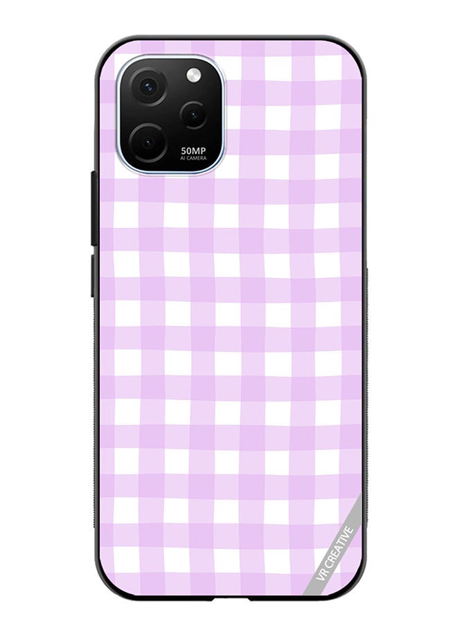 VR CREATIVE Protective Case Cover For Huawei Enjoy 50z Classic Checkered Plaid Purple Seamless Pattern Design Multicolour - Image 1