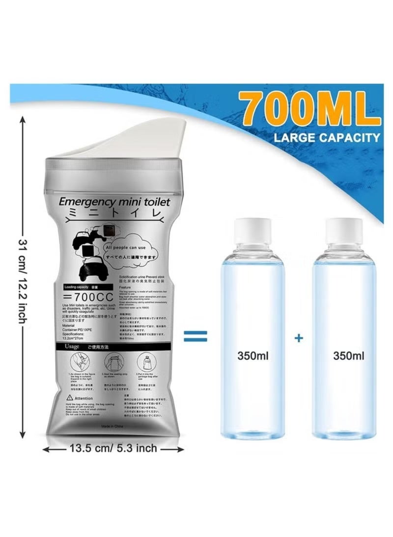 Disposable Urine Bags, 700ML Large Capacity Camping Pee Bags, Unisex Urinals Vomit Bags for Travel Urinal Toilet Traffic Jam Emergency Portable Toilet Bee Bag for Men Women Kids Patient(12 Pack) - Image 5