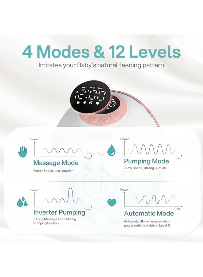 Nurtur Cozi Wearable Pump Hands Free Breast Pump, Double Electric Hands-Free Breast Pumps with 3 Modes, 9 Levels, LCD Display, Memory Function Rechargeable with Massage and Pumping Mode,150ml - Image 3