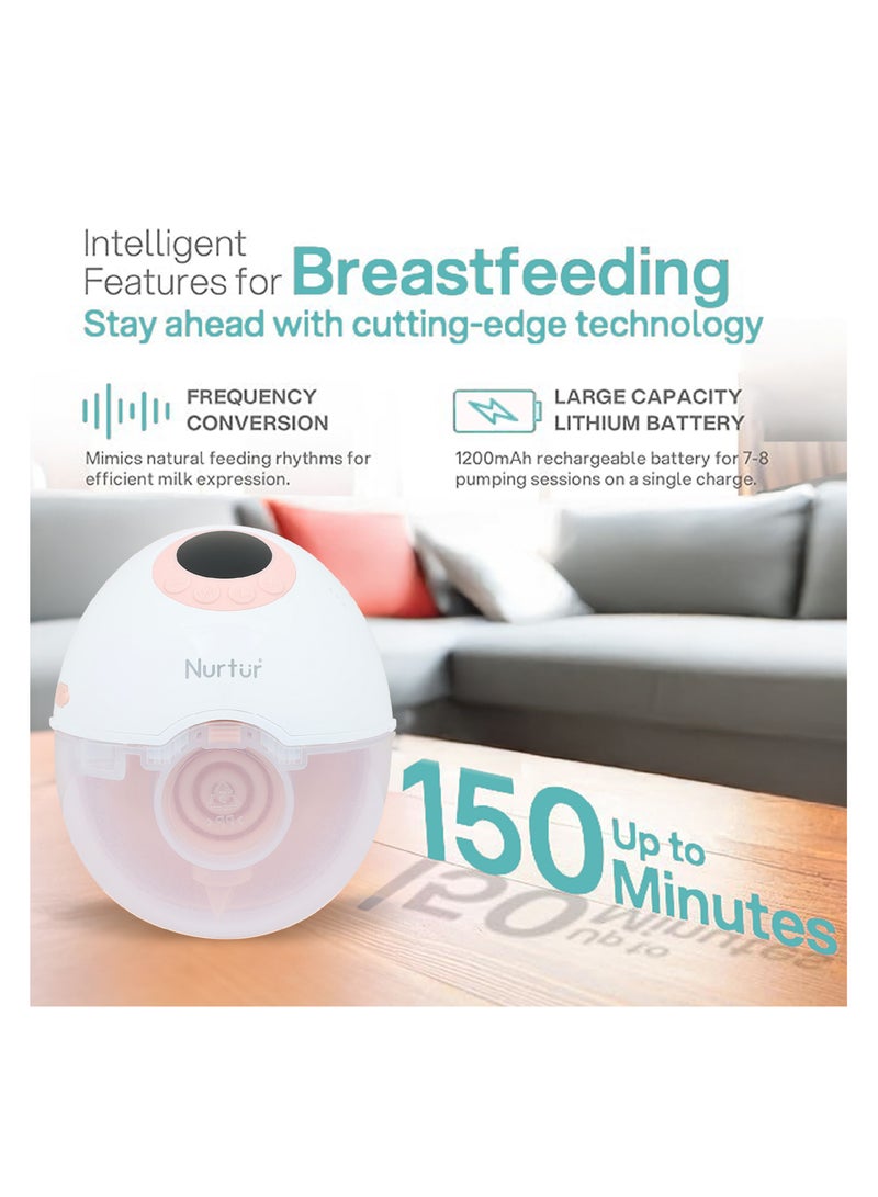 Nurtur Cozi Wearable Pump Hands Free Breast Pump, Double Electric Hands-Free Breast Pumps with 3 Modes, 9 Levels, LCD Display, Memory Function Rechargeable with Massage and Pumping Mode,150ml - Image 4