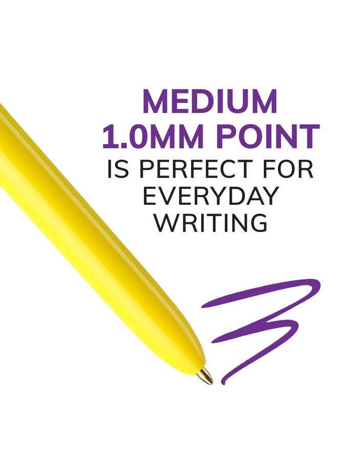 Bic - 4-Color Original Retractable Ball Pens With Long-Lasting Ink, Medium Point (1.0Mm), Perfect For Everyday Writing, 3-Count In Assorted Colors - Image 1